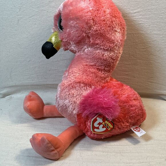 Ty Beanie Boos 9" GILDA Flamingo Stuffed Plush‎ w/ Heart Tags - Picture 3 of 10